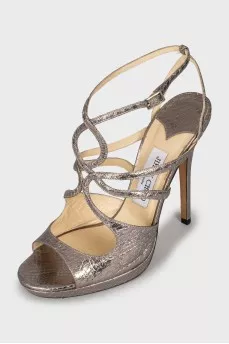 Silver snake skin sandals