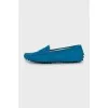 Blue suede moccasins