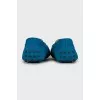Blue suede moccasins