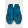 Blue suede moccasins