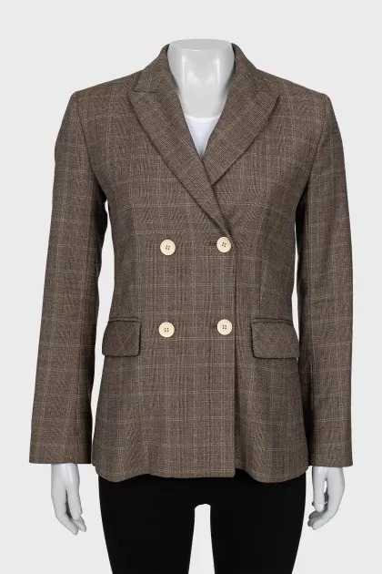 Double-breasted checkered jacket