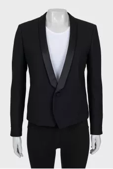 Wool jacket with satin lapels