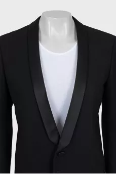 Wool jacket with satin lapels
