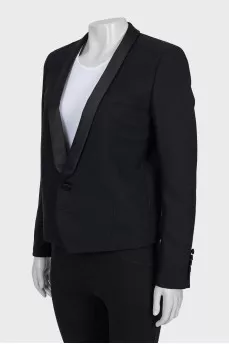 Wool jacket with satin lapels
