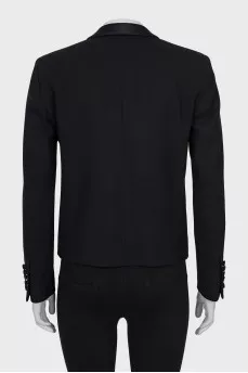 Wool jacket with satin lapels