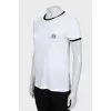 White T-shirt with branded embroidery