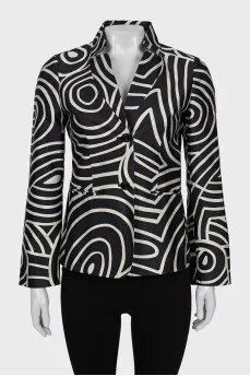 Fitted jacket with geometric print