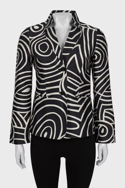 Fitted jacket with geometric print