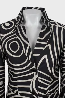 Fitted jacket with geometric print