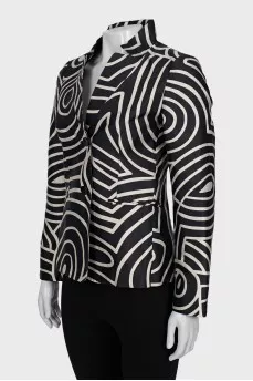 Fitted jacket with geometric print