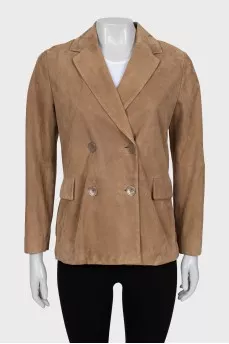 Suede jacket with silk lining