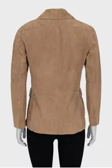 Suede jacket with silk lining