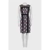 Fitted dress with zipper in print