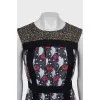 Fitted dress with zipper in print