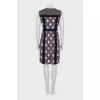 Fitted dress with zipper in print