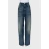 Straight leg blue jeans with high waist