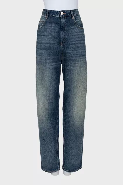 Straight leg blue jeans with high waist