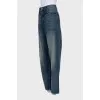 Straight leg blue jeans with high waist
