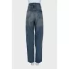 Straight leg blue jeans with high waist