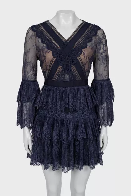 Lace dress with transparent top