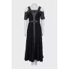 Snap button dress with silk slip