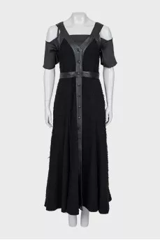 Snap button dress with silk slip