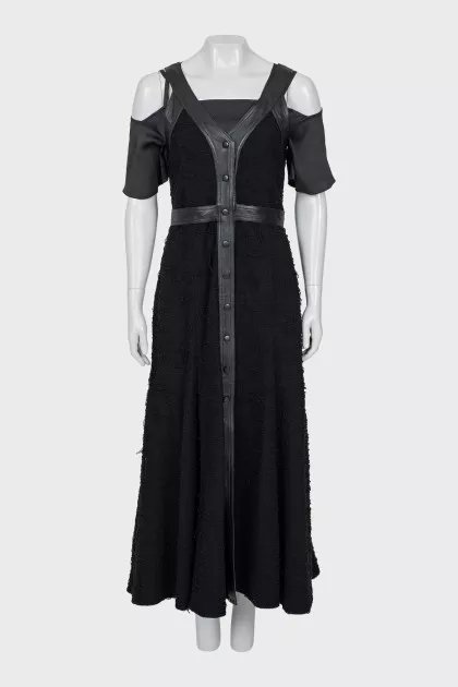 Snap button dress with silk slip