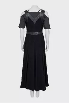 Snap button dress with silk slip