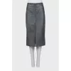 Straight cut leather skirt