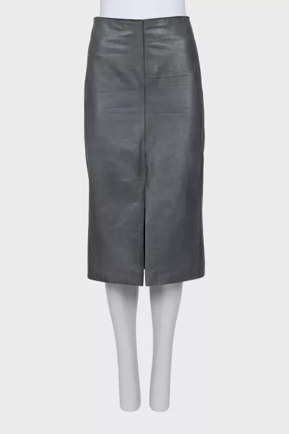 Straight cut leather skirt