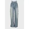 Wide-leg distressed jeans