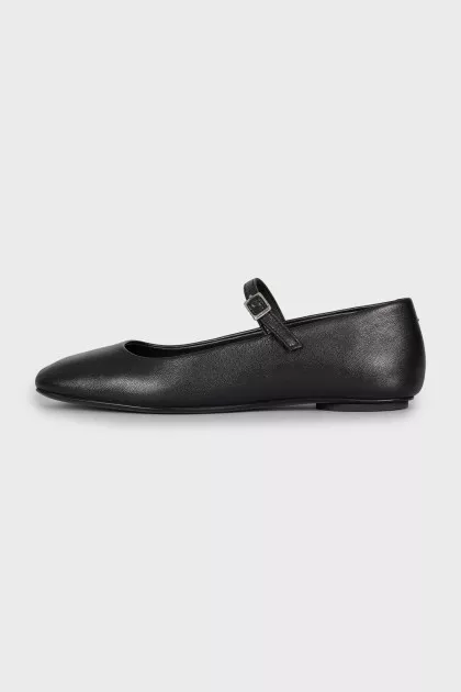 Leather square toe ballet flats