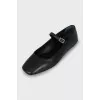 Leather square toe ballet flats