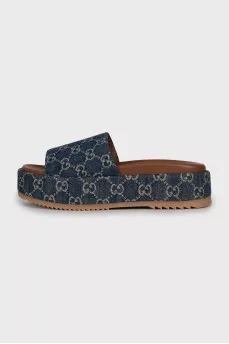 Monogrammed fabric platform slides