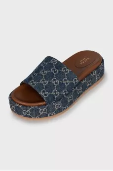 Monogrammed fabric platform slides