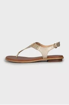 Gold leather sandals