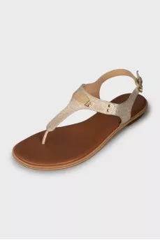 Gold leather sandals