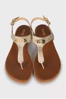 Gold leather sandals