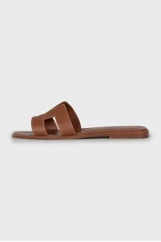 Oran brown leather slippers