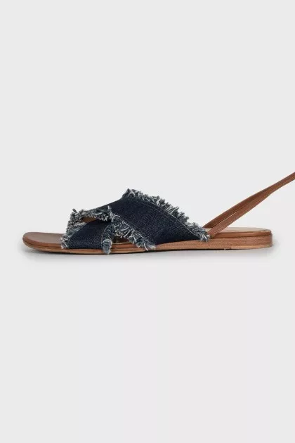 Denim lace up sandals