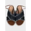 Denim lace up sandals