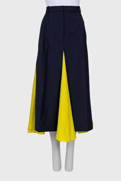 Wool skirt with silk inserts