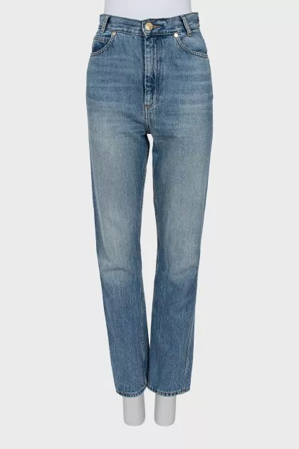 Straight blue jeans