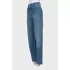 Blue high waist straight leg jeans