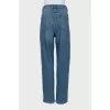 Blue high waist straight leg jeans