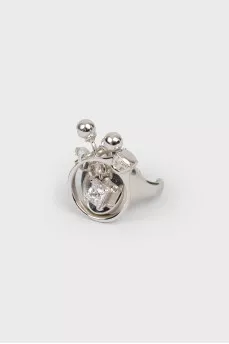 Серебристое металлическое кольцо с камнями
