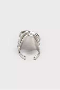 Серебристое металлическое кольцо с камнями