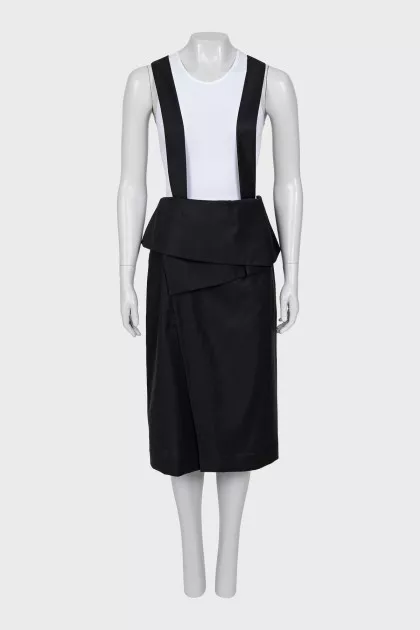 Wool skirt with suspenders