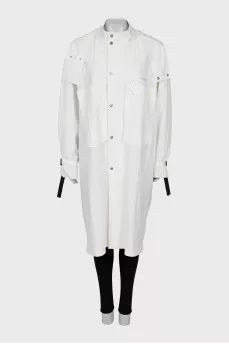 White raincoat with buttons