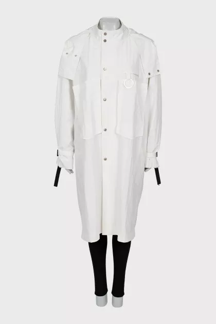 White raincoat with buttons